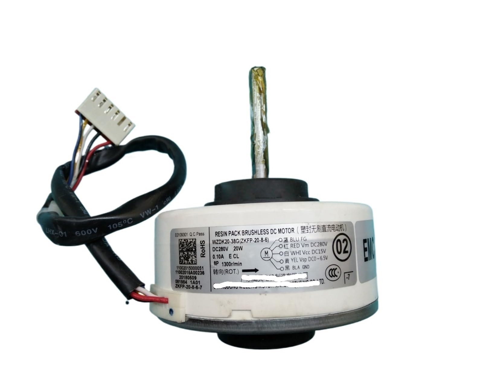 Bürstenloser DC-Lüftermotor for Midea Inverter-Klimaanlage, WZDK20-38G, 20 W