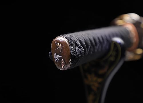 Miniatura 5 de Espada Katana forjada a mano de arcilla real templada L6 acero Hitatsura Hamon () Espada Samurai de espiga completa