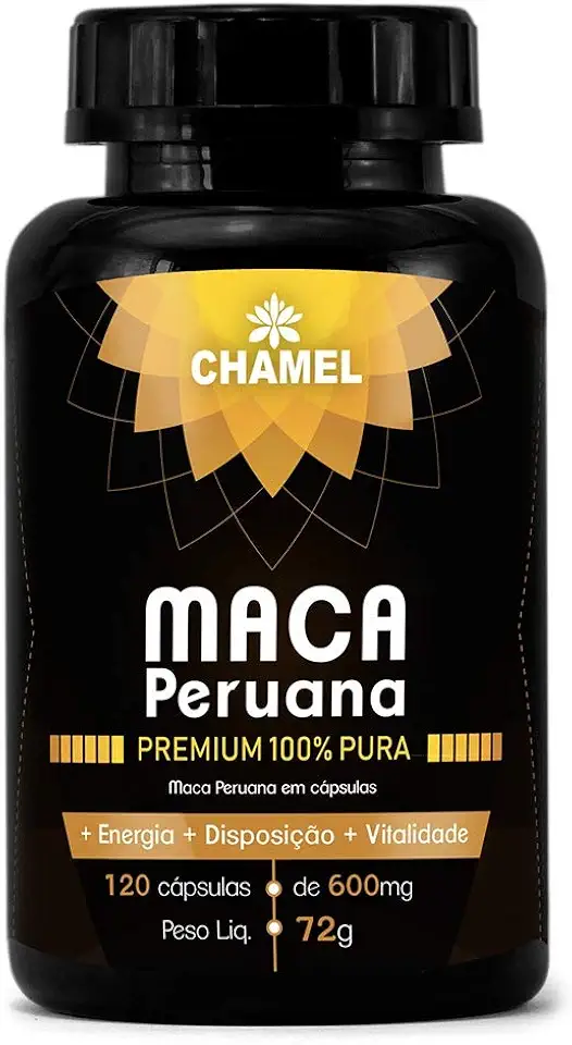 Maca Peruana em cápsulas - 120 cápsulas de 600mg, Chamel