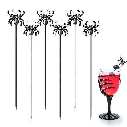 Cocktail Picks Stainless Steel Reusable Martini Picks with Spider Top,