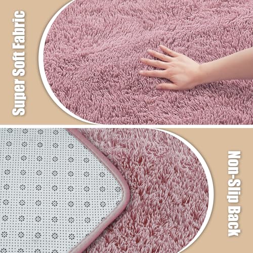 9x12 Fluffy Area Rugs for Living Room,Large Fuzzy Shag Area Rug for Bedroom,Blush Soft Non-Shedding Indoor Plush Carpet for Kids Bedroom Nursery Home Decor