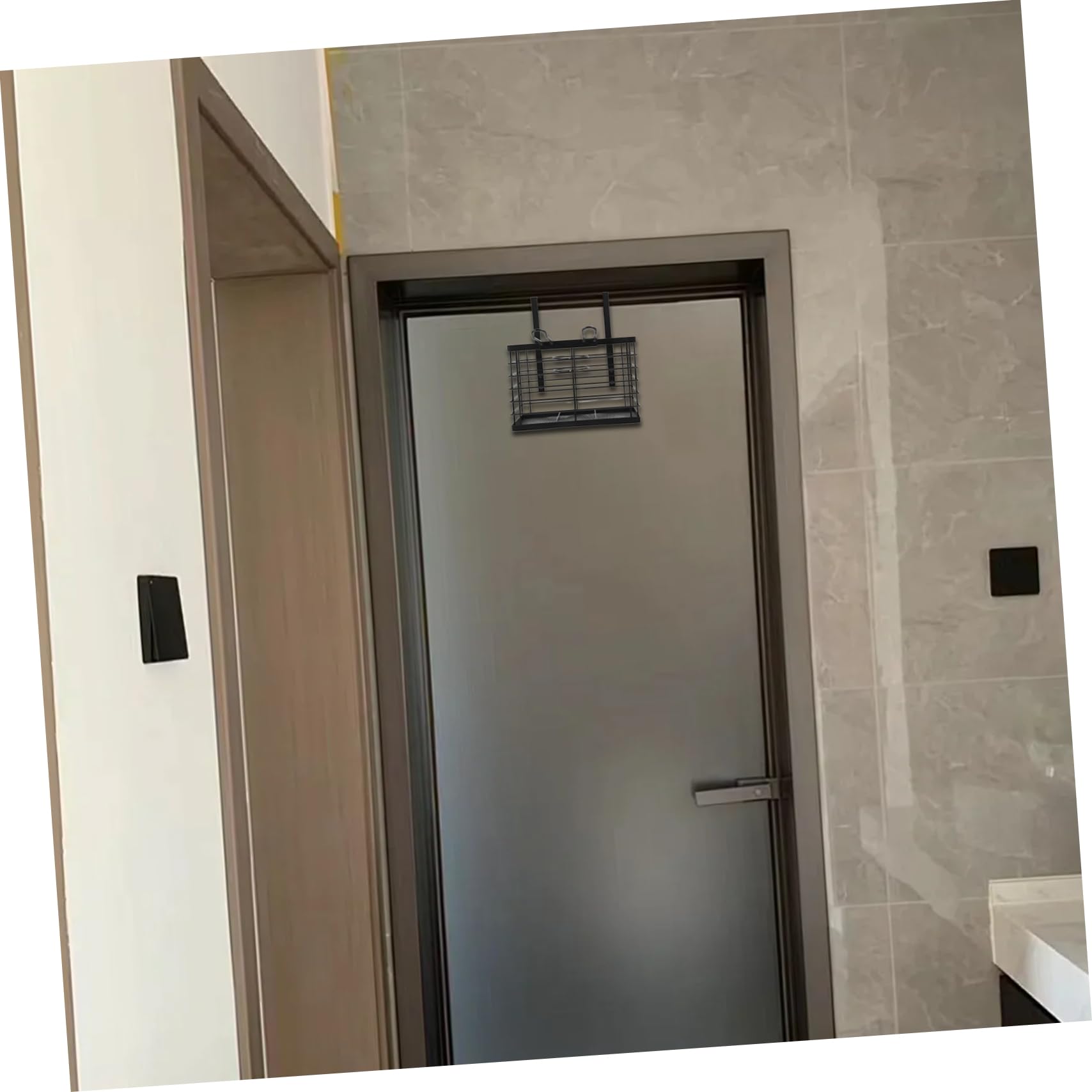 PRETYZOOM Supporto per Asciugacapelli da Porta Nero in Ferro | Organizer da Bagno, per Camera da Letto e Barber Shop, Pratico per Piccoli Oggetti