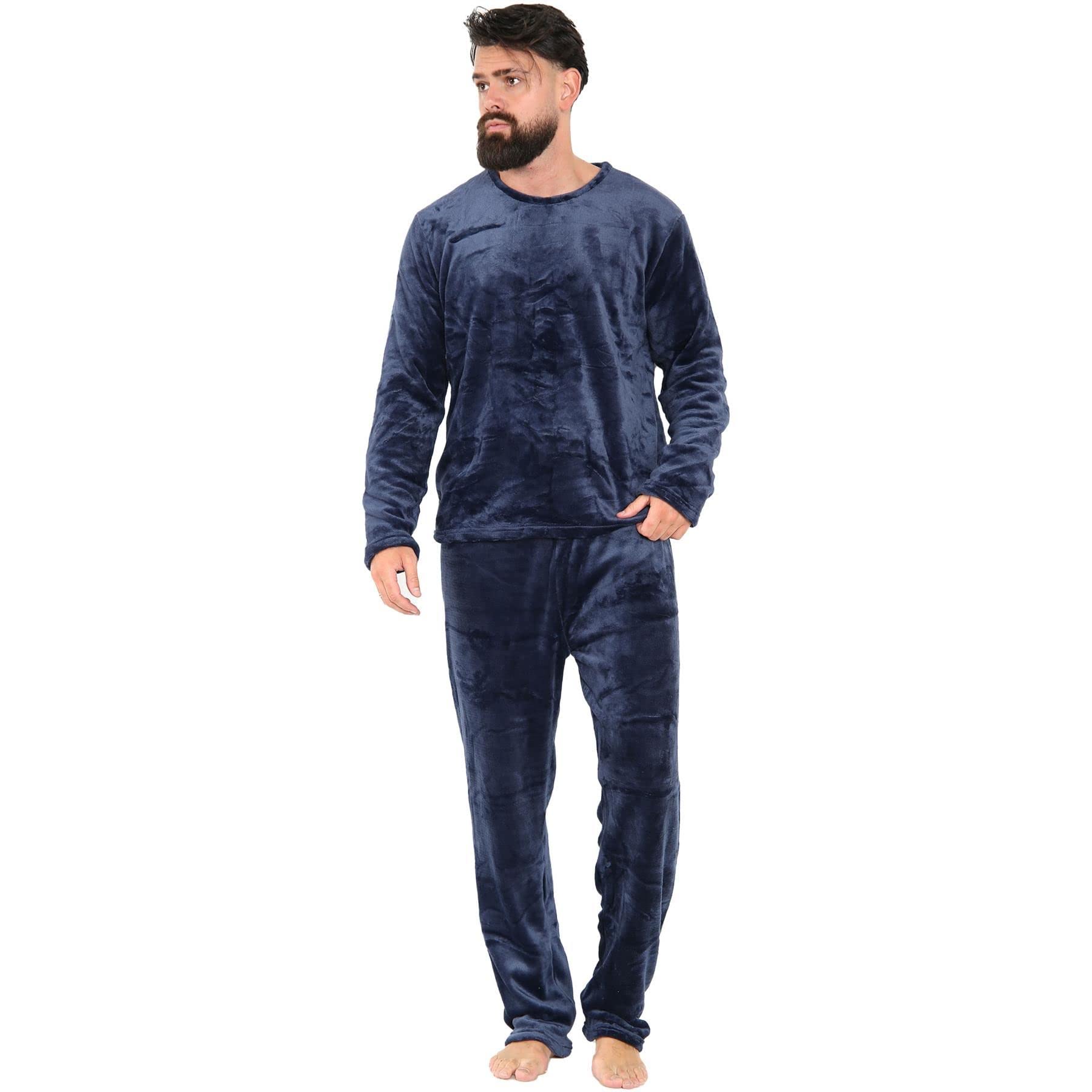 A2z Men's Navy Pyjamas Soft Warm Fleece Twosie - Pjs 218 Xxl