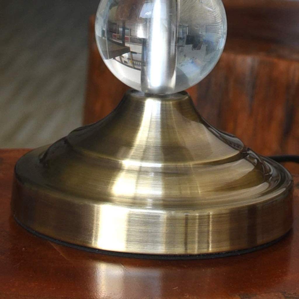 Lampada da Tavolo Moderna per Soggiorno e Camera da Letto, con Sfera di Cristallo e Paralume a Tamburo Bianco.
