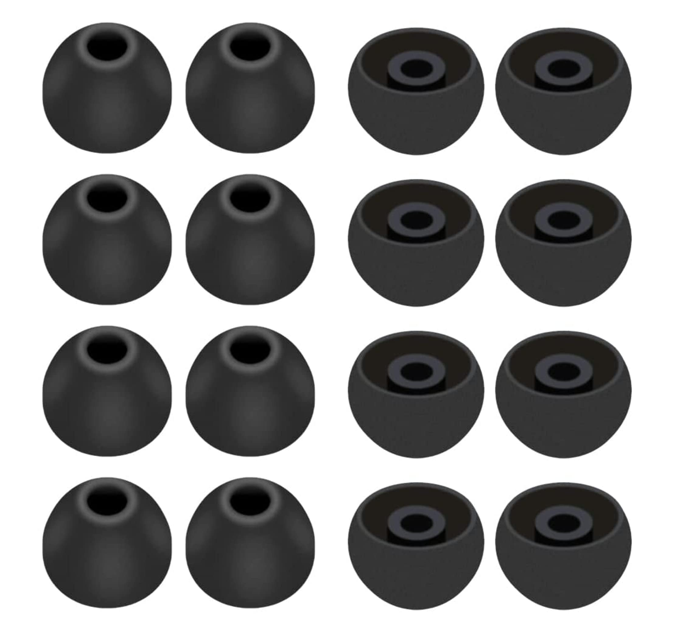 Ear Bud Replacement Pieces Silicone,8 Pairs of Soft Silicone Ear Tips in S/M/L Sizes, with 4mm Connector Hole, Designed to fit Most inear Headphones. Enjoy Noise Isolation and Comfortable