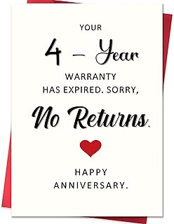 Funny 4th Anniversary Card,4 Year Anniversary Card Gifts for Him Her Boyfriend Girlfriend,Silk Wedding