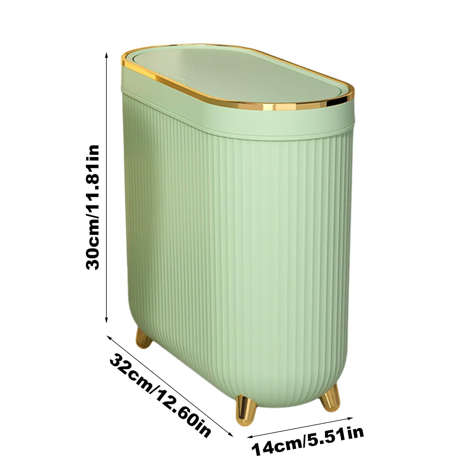 Pattumiera sottile per WC, 32 x 14 x 30 cm, in ABS, pattumiera stretta con | coperchio basculante, cestino leggero da 900 g, funzionamento a pedale silenzioso per l'igiene in piccoli spazi, m