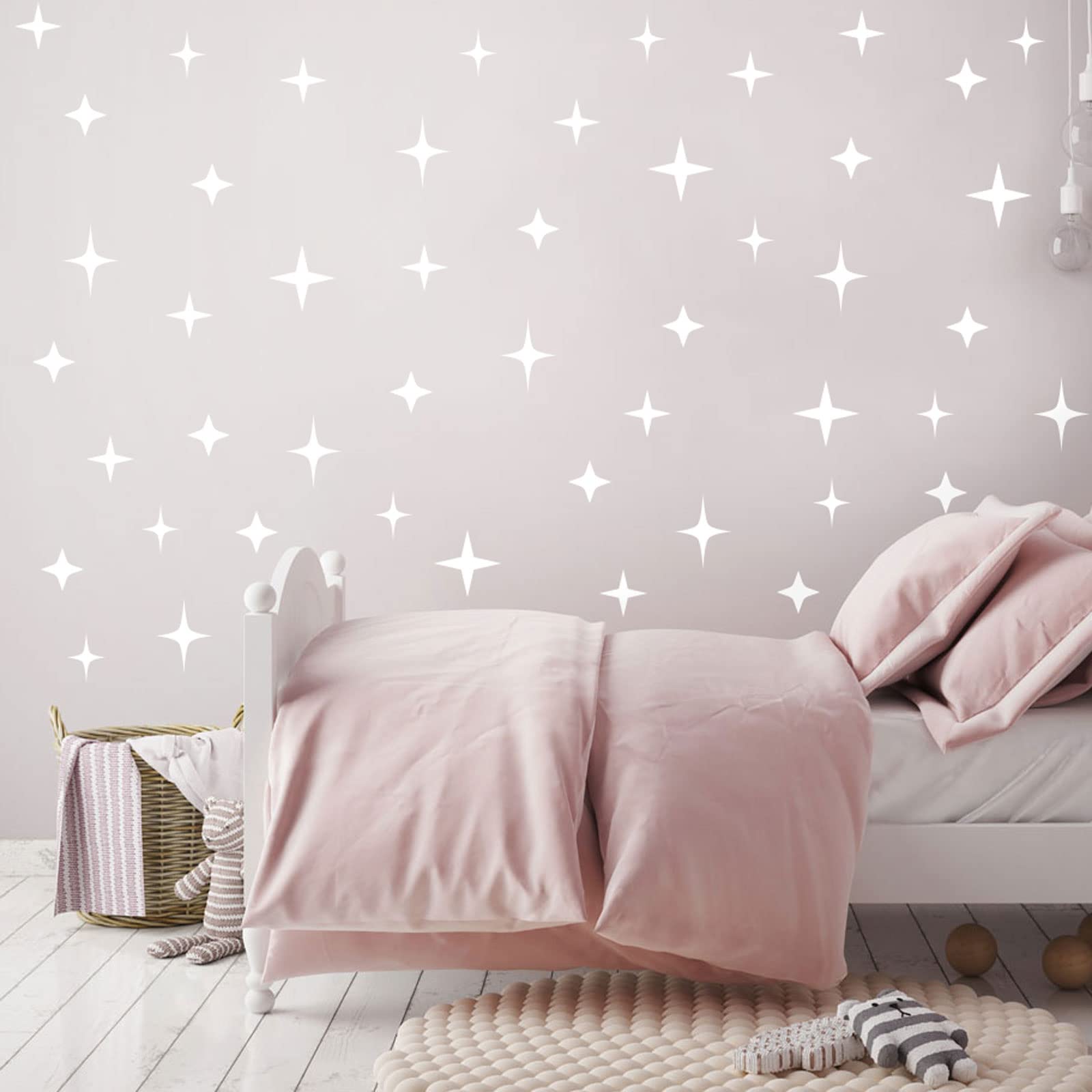 Stickerscape Star Wall Stickers (Mixed - 1 Sheet - White) | Space Wall Stickers for a Night Time Themed Bedroom or Nursery | Easy to Apply, Cleanly Removable