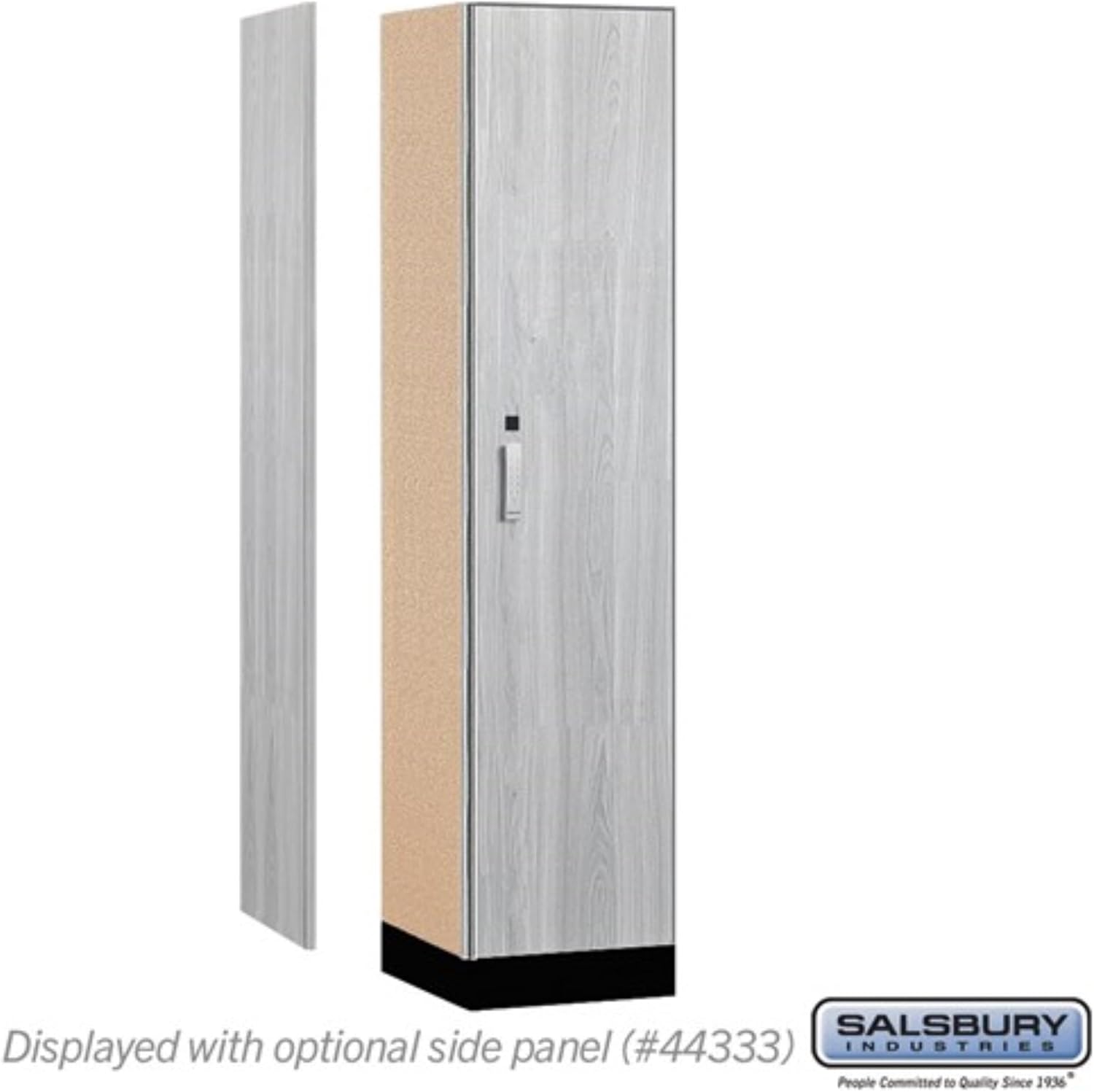 Salsbury 18" Wide Premier Wood Locker-Single Tier-1 Wide-6 Feet High-18 Deep-Silver Teak-Silver Electronic Locks