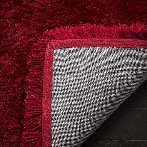 Image of F & B RUGS ; SUPERIOR QUALITY PRODUCTS Firoz and Brothers Handwoven Super Soft Indoor Modern Shag Microfibre Silky Fluffy Smooth 2x4 feet Red