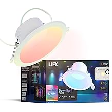 LIFX 6" Supercolor Smart Canless Recessed Downlight, Deep Baffle Trim, RGB + Tunable White 15009000K, App & Voice Control Alexa, Google, Siri and Cortana, Black/White Trim Kit, 4 Pack