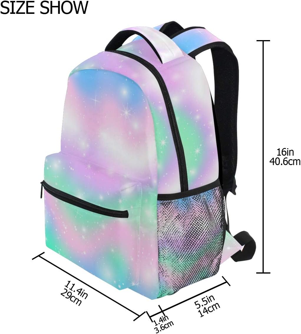 FORMRS Pink Rainbow School Backpacks Pastel Theme Student Backpack Big For Girls Kids Elementary School Shoulder Bag Bookbag