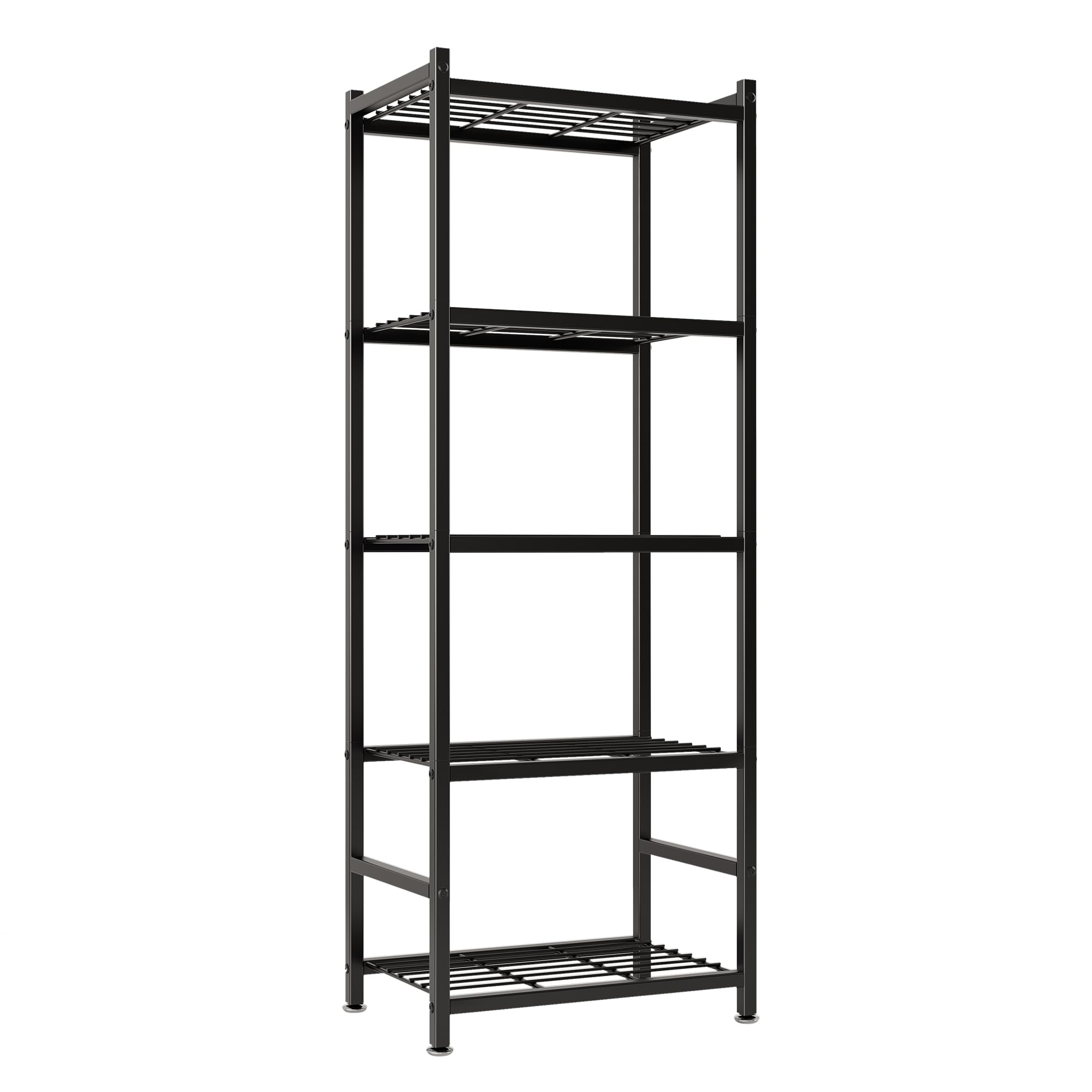 Photo 1 of Tujurich Storage Shelves, 5-Tier Metal Shelving Unit with Adjustable Feet, Compact Shelf Organizer for Garage, Kitchen, Pantry and Closet Organization,17.7" x 11.8" x 56.3", Black