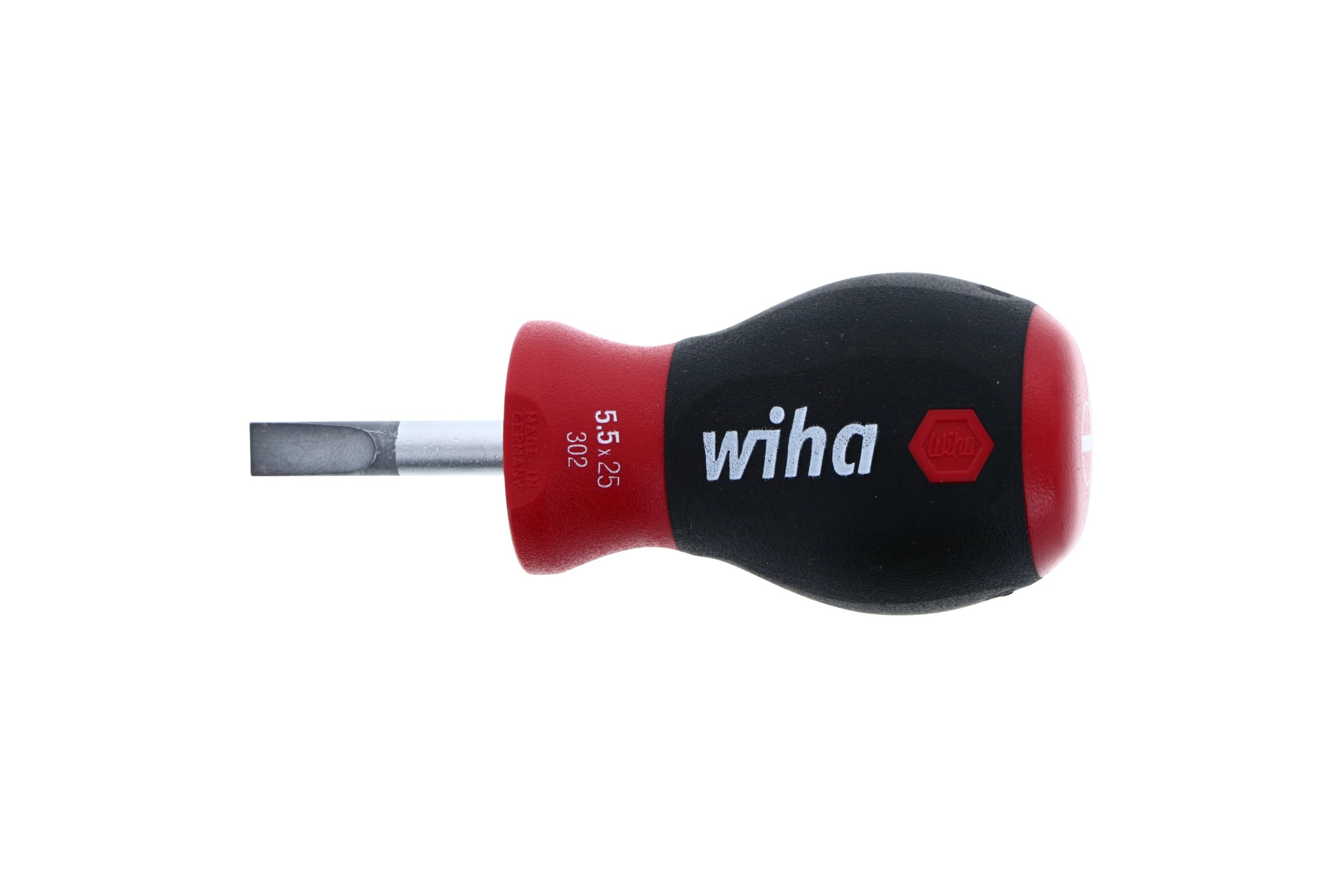 Wiha 30255 Stubby Slotted Screwdriver with SoftFinish Handle, 5.0 x 25mm