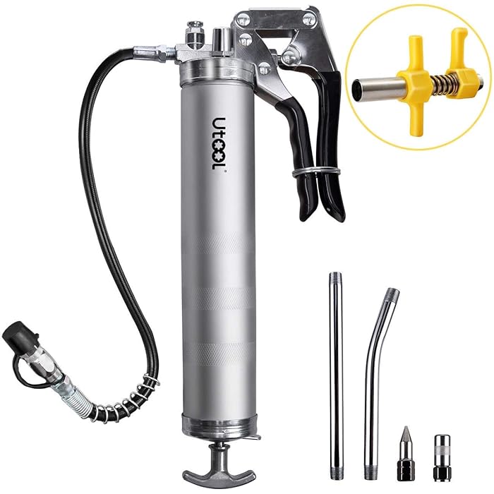 Buy UTOOL Grease Gun with 360° Swivel ABS Plastic Handle Grease Gun Coupler, 7000 PSI Heavy Duty