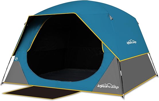 4/6 Person Blackout Camping Tent, Easy Setup Waterproof Family Dome Tent for Camping with Rainfly, Portable Double Layer Large Family Tent for Outdoor Camping&Hiking