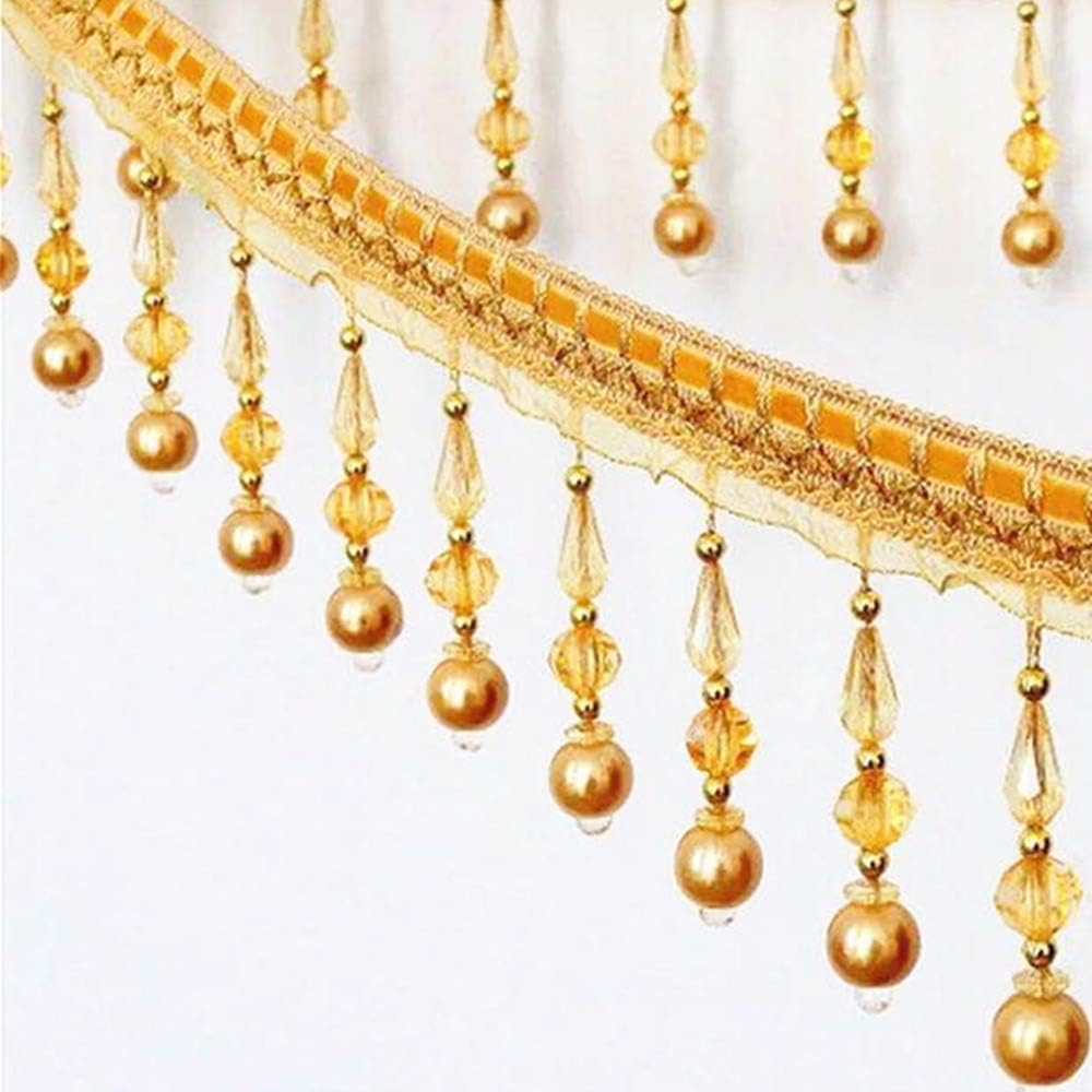 6yard Colors Curtain Sofa Lace Tassel Fringe Trim DIY Beads Sewing Decoration Accessories T2741 (C Gold)