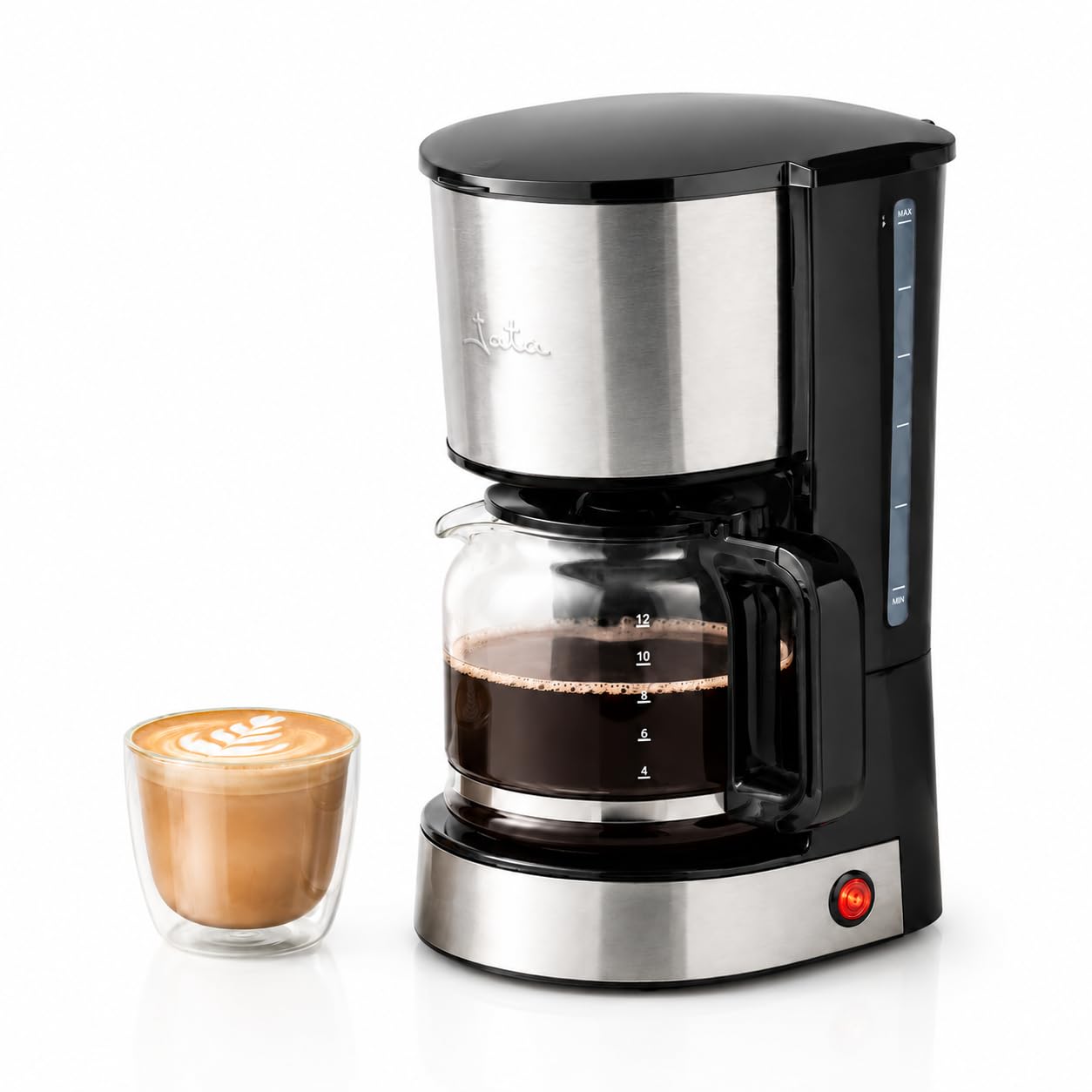 JATA JECA1512 - Cafetera Goteo. Cafetera Electrica de 6 a 18 Tazas. Filtro Permanente. Apagado Automático. Sistema Antigoteo. Compacta. Capacidad: 1.5 L. Depósito Graduado. Fácil de Limpiar. 800 W