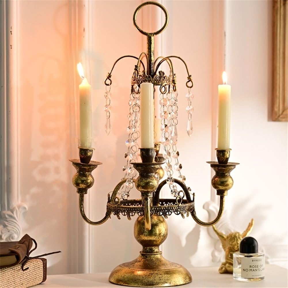 Świecznik wiejski romantyczny żelazny kryształowy świecznik ornamenty Home Fashion świecznik dekoracja dekoracja