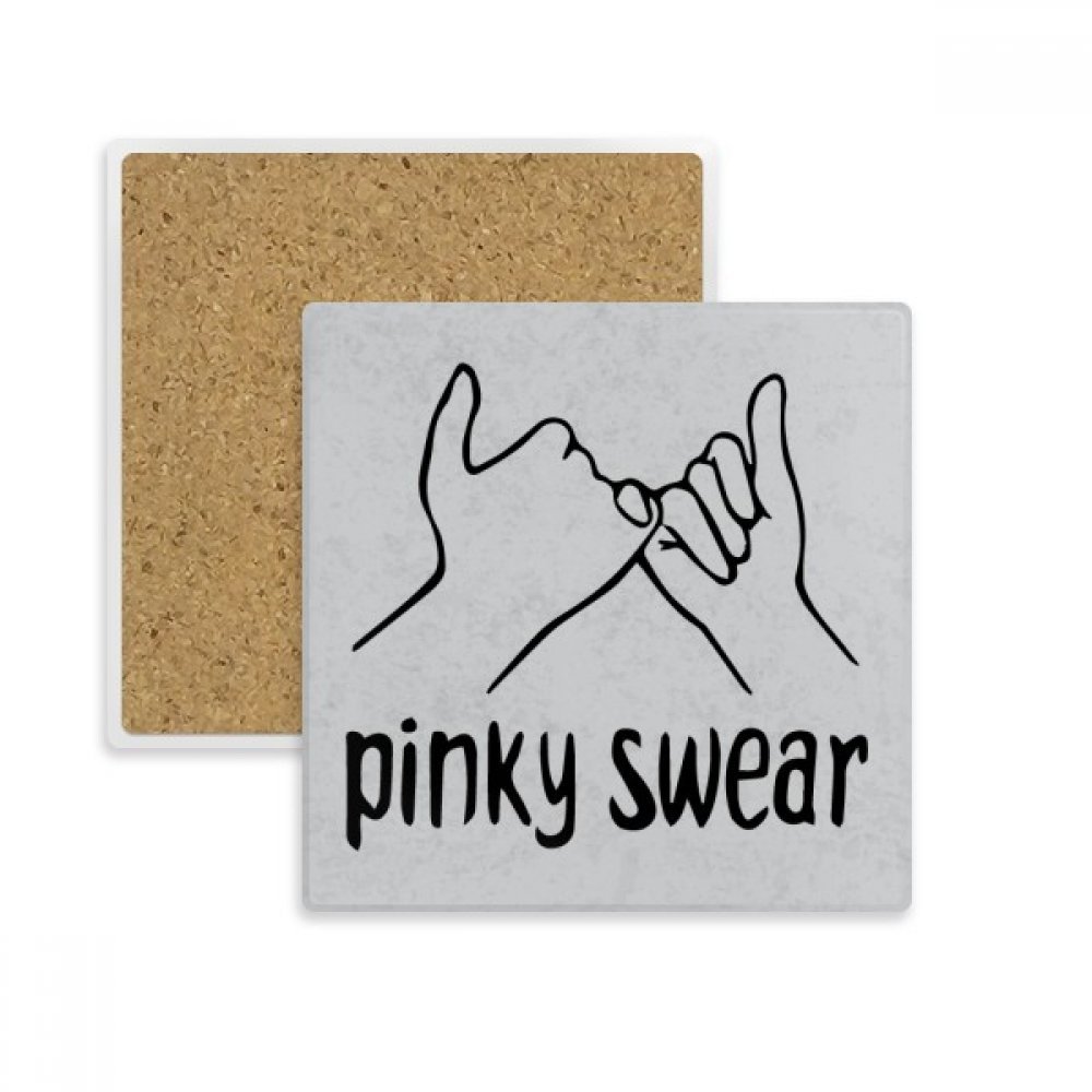 Dessous de verre absorbant Noir Pinky contre les taches de tasse en pierre carrée x2