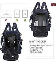 Vista 45 de Mochila impermeable liviana de nailon antirrobo para mujer, Caqui, M