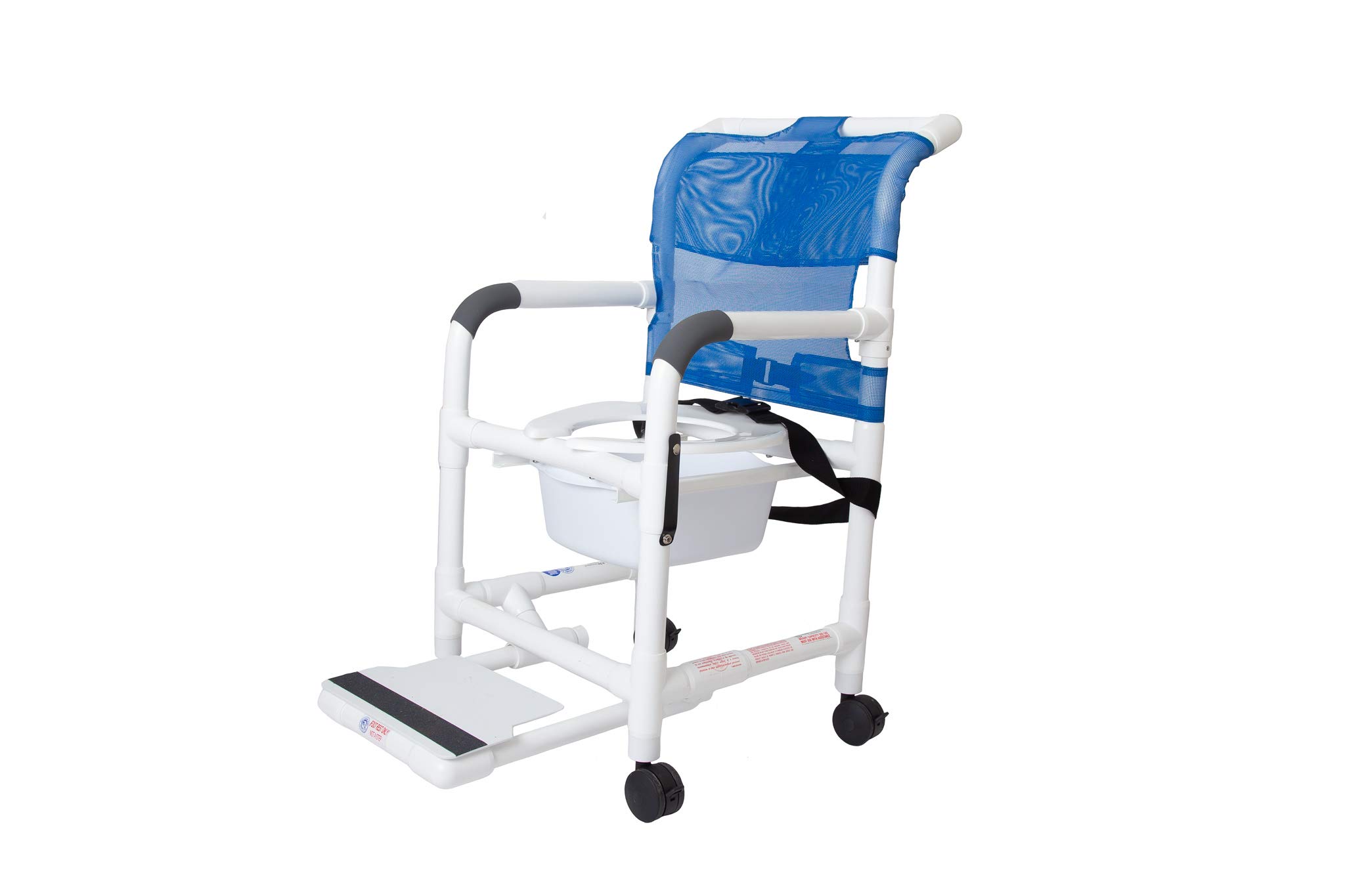 Rolling Shower Chair with Drop Arms, Mesh Seat, Locking Casters, Seat