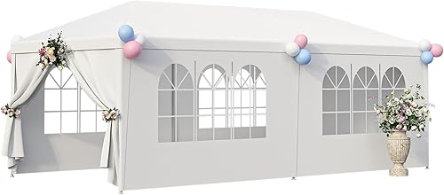 JupiterForce Toldo de 10 x 20 pies para fiesta de boda, campamento, refugio, con paredes laterales extraíbles, tienda de campaña resistente,