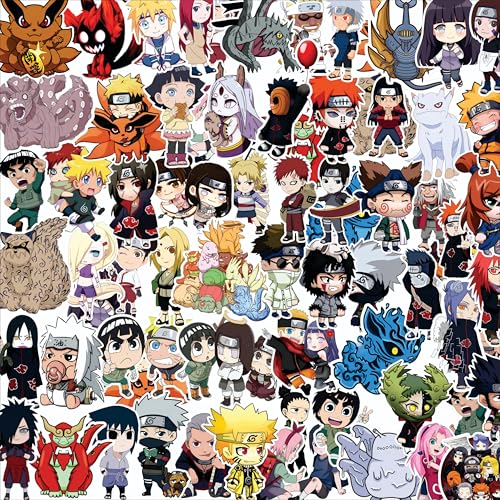 Image of AnimeVerse Pack of 61 Naru Chibi Anime Stickers for Laptop, Phone, Guitar, Bike, PC, | Waterproof Glossy Vinyl Decals | Residue-Free Anime Stickers Collection (Naruto Chibi)
