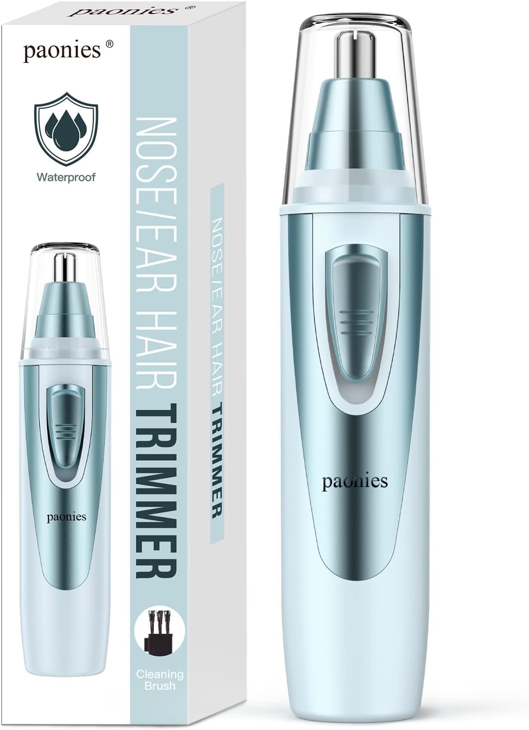 Ear and Nose Hair Trimmer Clipper, 2024 Professional Painless Eyebrow & Facial Hair Trimmer for Men Women, Battery-Operated Trimmer with IPX7 Waterproof, Dual Edge Blades for Easy Cleansing