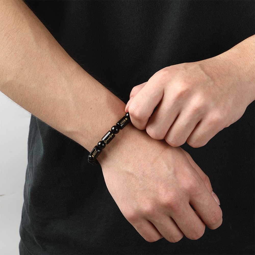 Grandpa Gifts Christmas Fathers Day for Grandfather Birthday Personalized Grandparents Father's Day Presents for Grandfather Cool from Granddaughter Grandson Xmas Valentines Mens Bracelets - Image 2