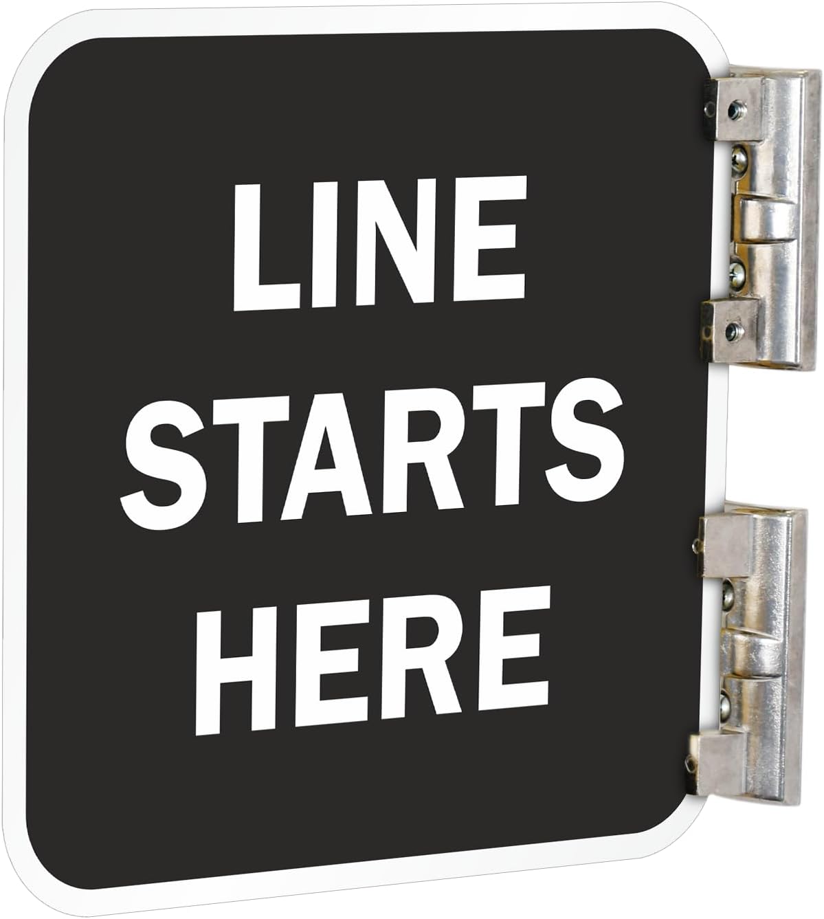 SmartSign Double-Sided Line Starts Here Sign with Brackets for Easy Installation, 12" x 12" Metal Sign, 63 mil Laminated Aluminum, Fade-Resistant, for Hallways, USA-Made, Black/Yellow