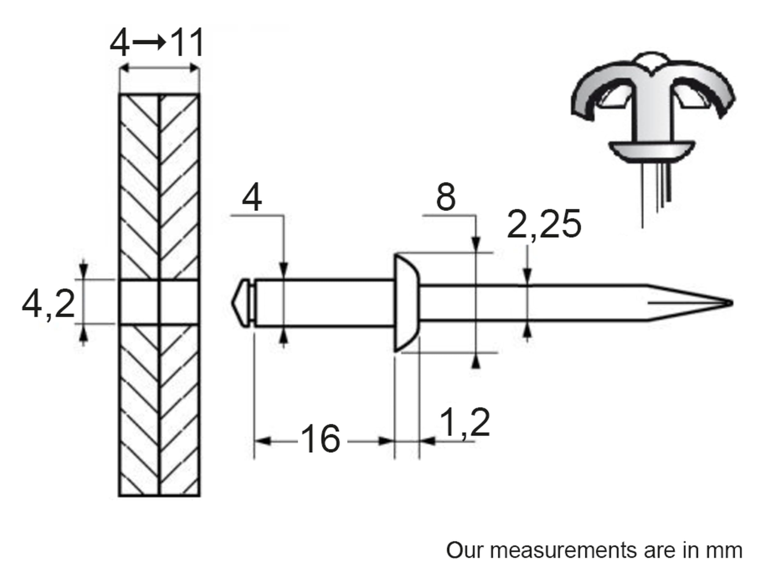 Restagraf - Rivets Épanouis Blancs pour Plaques d'Immatriculation - Diamètre 4 mm - Fixation Durable sur Carrosserie ou Support Plastique - Réf. 4925 - Boîte de 250