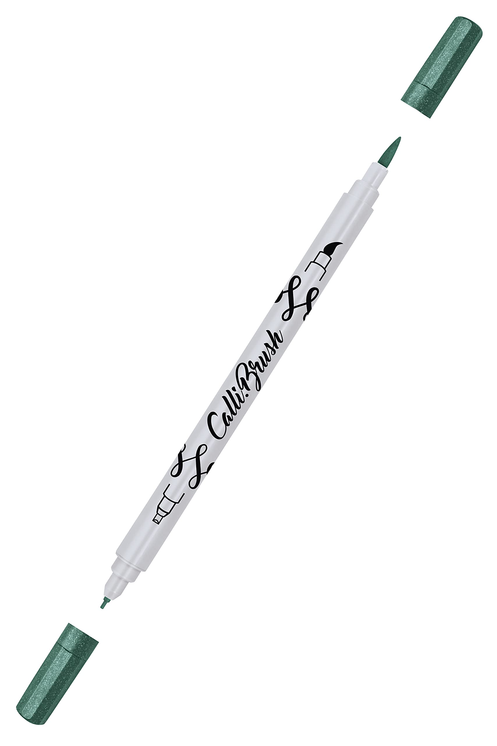 Online Calli.Brush 19086/6 Double Tip Pen with Calligraphy Tip and Brush Tip Metallic Green