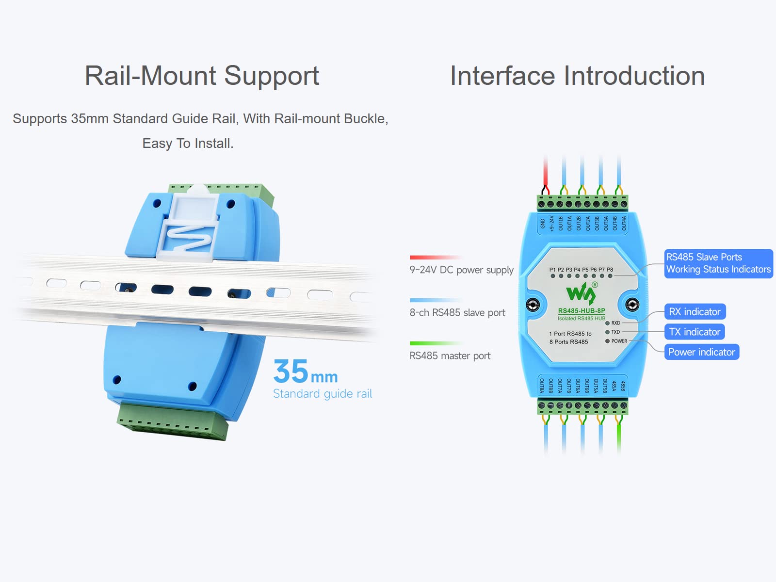 Amazon.com: 8-ch RS485 Hub with RS485 Network Relay, Extension