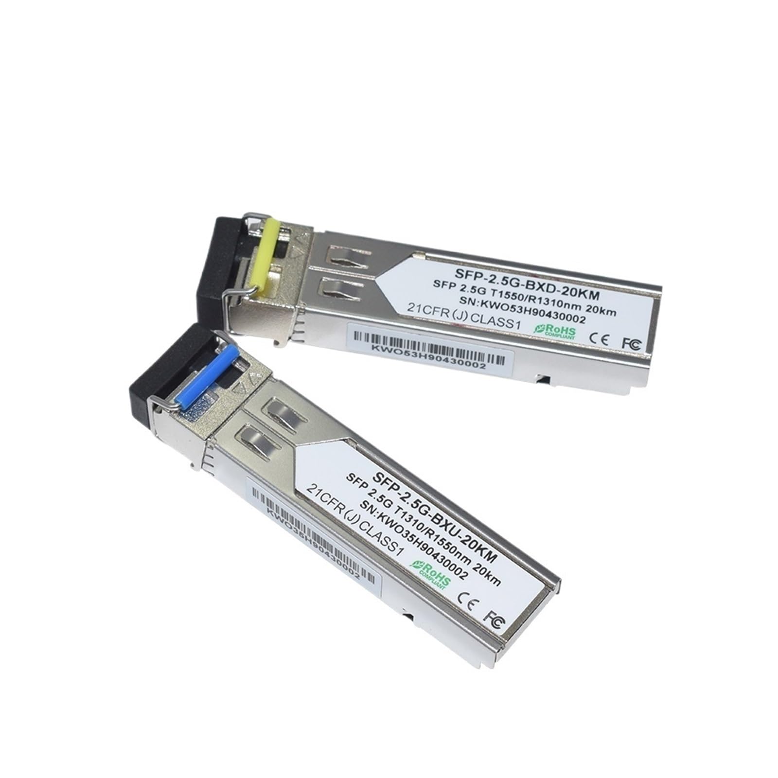 5 par SFP 2,5 Gb BiDi 1310/1550 nm Pojedyncze włókno 20 km DDM Złącze LC Opcjonalny transceiver
