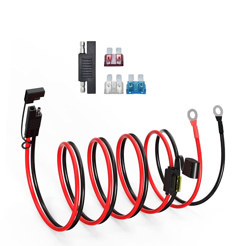 Cabo de Bateria SAE para Terminal de Olhal ELFCULB 12AWG com Fusíveis e Adaptador, 1,52 m
