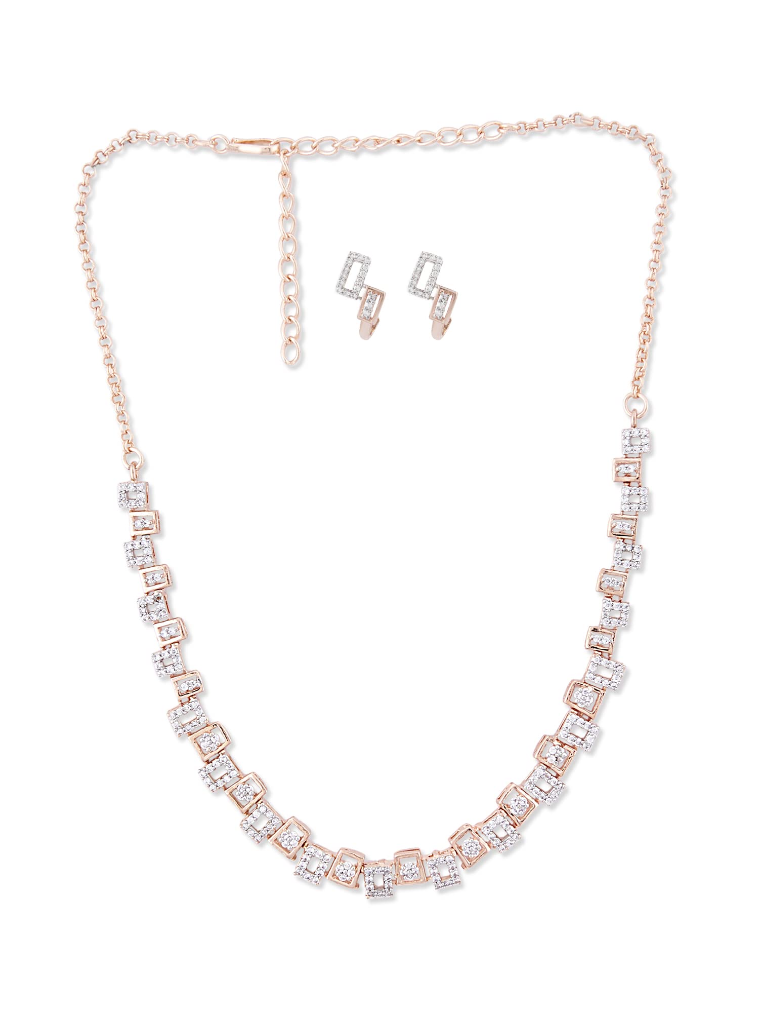 ZAVERI PEARLS Rose Gold Dazzling Cubic Zirconia Necklace & Earring Set For Women-ZPFK15248 (B0BRXLGGQ7) Amazon Price History, Amazon Price Tracker