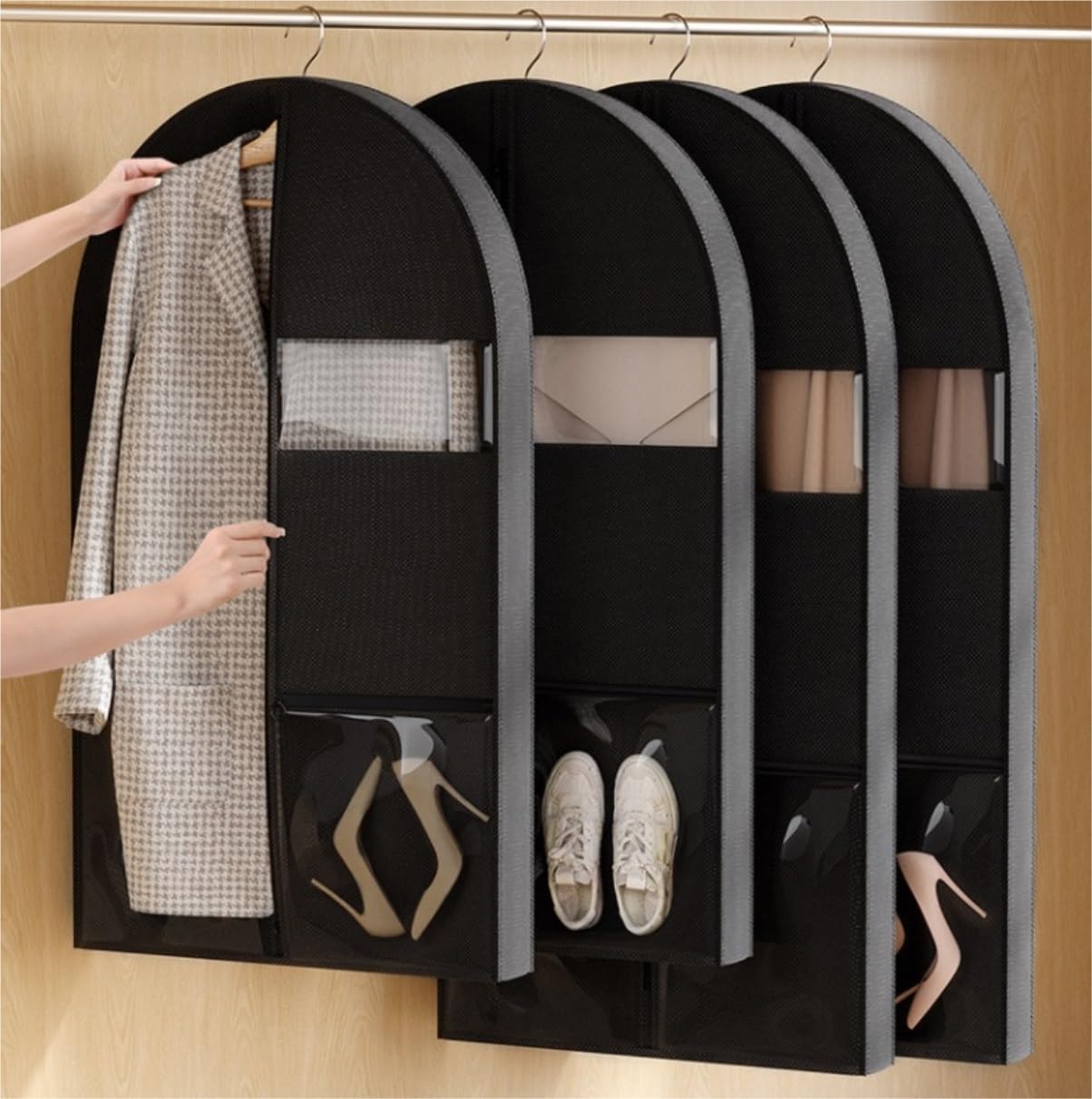Fundas Ropa Funda Traje Bolsas De Ropa con 2 Bolsillos Y Cremallera, Fundas De Ropa De Viaje para Colgar Ropa, Almacenamiento En Armario, 5 Uds. Bolsas para Guardar Ropa(152 * 66 * 12.7cm)