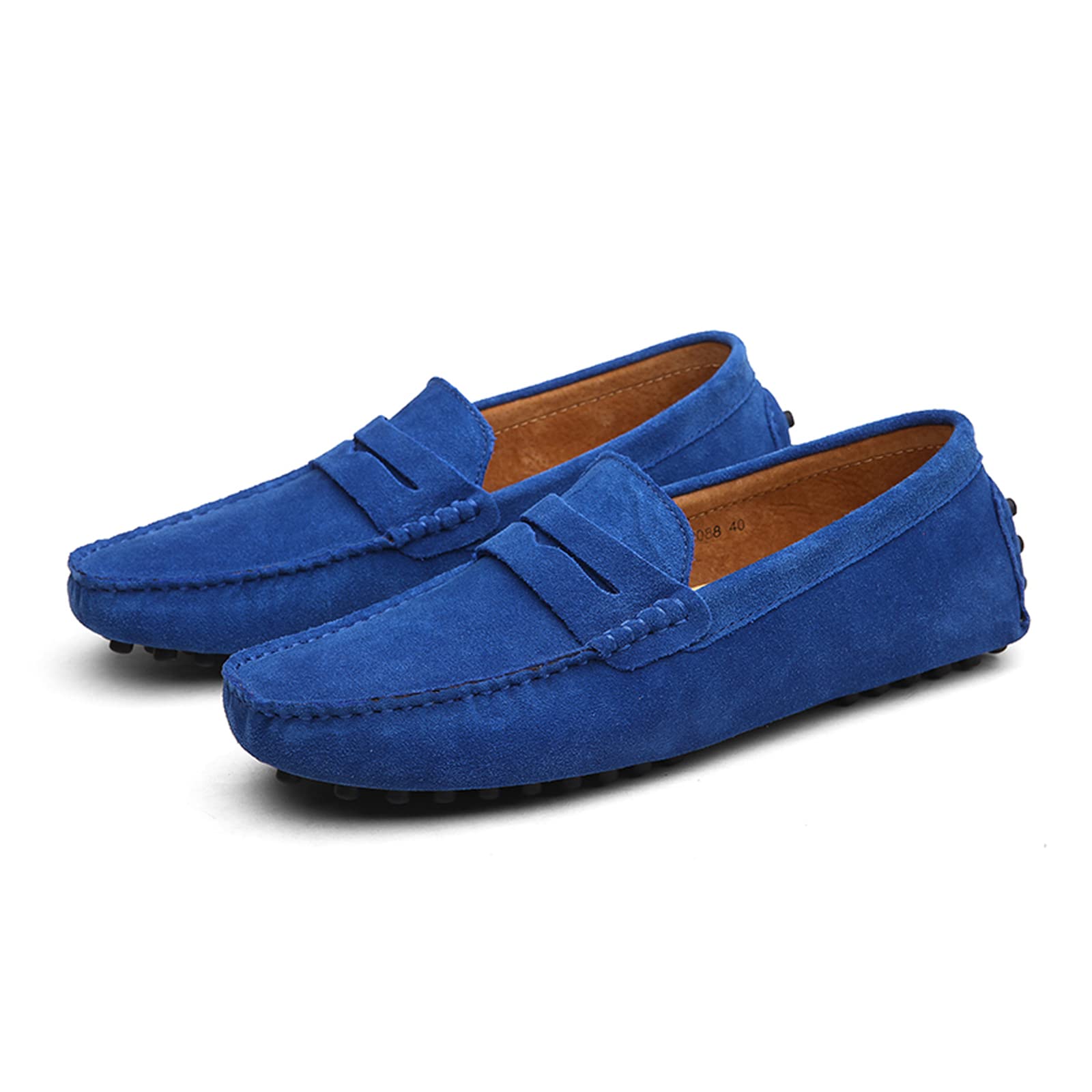LZQpearl Hommes Chaussons Mocassins, Chaussures Plates pour Hommes en Cuir Suédé, Penny Loafers Décontractés à Enfiler sur Le Pont du Bateau pour Adultes Et Adolescents Unisexes