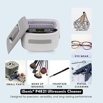 iSonic P4821-BSB Commercial Ultrasonic Cleaner with Stainless Steel Wire Mesh Basket, 110V, 2.6 Quart/2.5 L, Beige