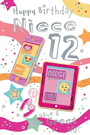 Happy 12th Birthday Niece Niece 12Th Age 12 Have A Great Day Texting Happy Birthday Card :  Amazon.co.uk: Stationery & Office Supplies