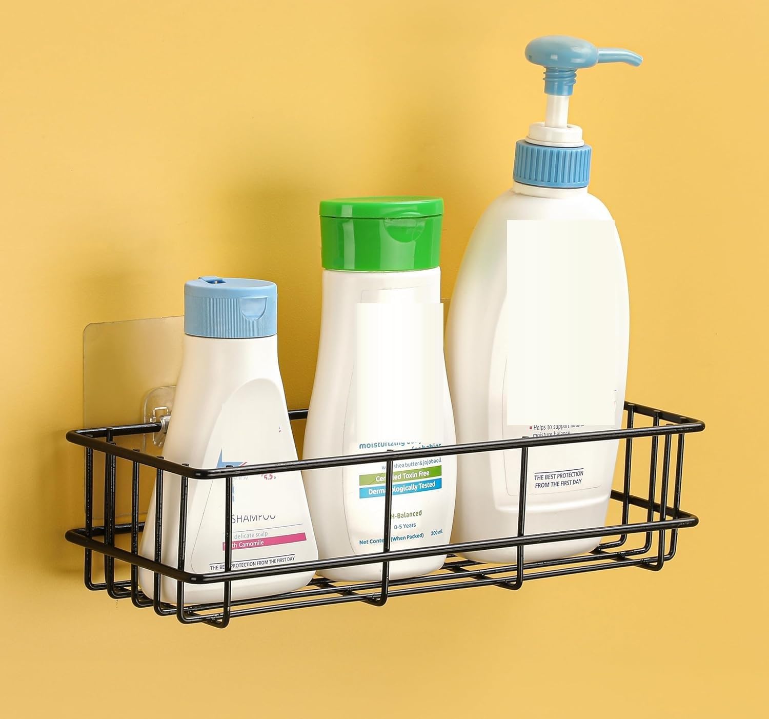 4-Hook Metal Shelf Wall Mounted Organizer | Self-Adhesive Multipurpose Bathroom & Kitchen Storage Rack | Space-Saving Wall Shelf-image-9