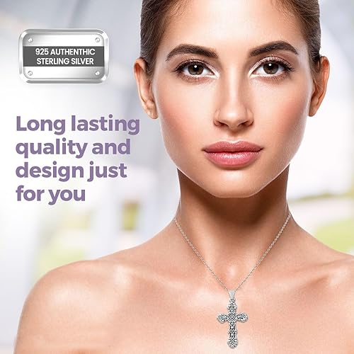 Miniatura 2 de SHOP LC 925 Sterling Silver Cross Pendant for Men Oxidized Swirling Celtic Religious Women Jewelry Gifts Catholic Faith Christian Birthday Gifts