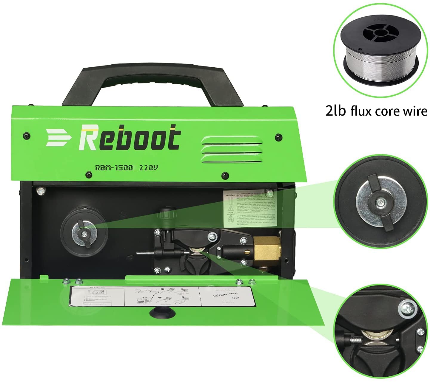 Reboot Mig Welder Machine Flux Core 220 volts with Gas RBM1500 Mig