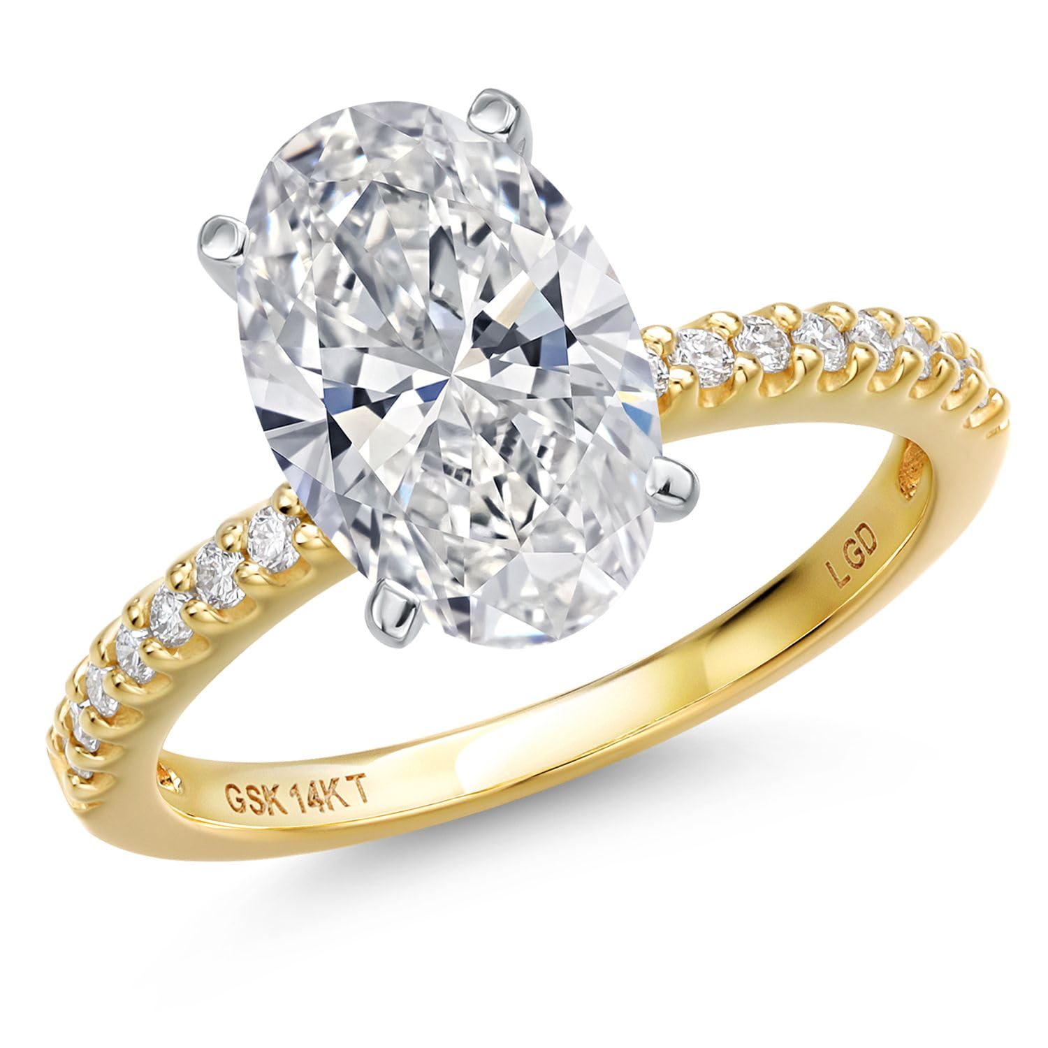 Gem Stone King 1-5 Cttw IGI Certified Lab Grown Diamond in 14K Two-Tone Gold Engagement Ring For Women