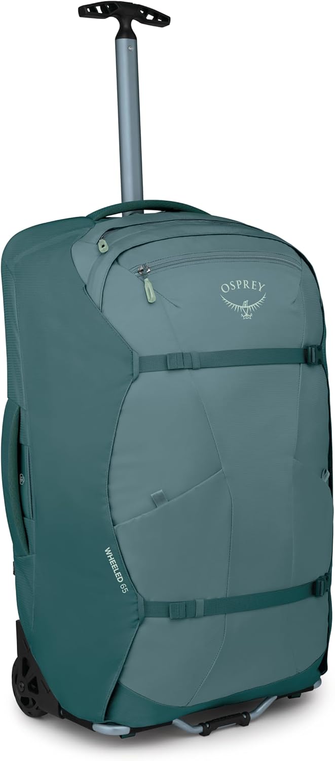 Osprey Farpoint Fairview 65L Wheeled Travel Pack - Rolling Backpack Travel Bag - Luggage with Wheels, Cascade/Torrent Blue