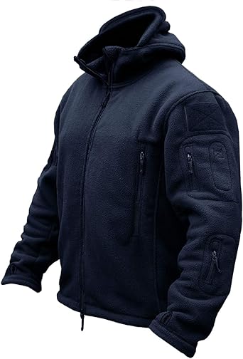 CRYSULLY Mens Military Tactical Sport Warm Fleece Hooded Outdoor Adventure Jacket Coats