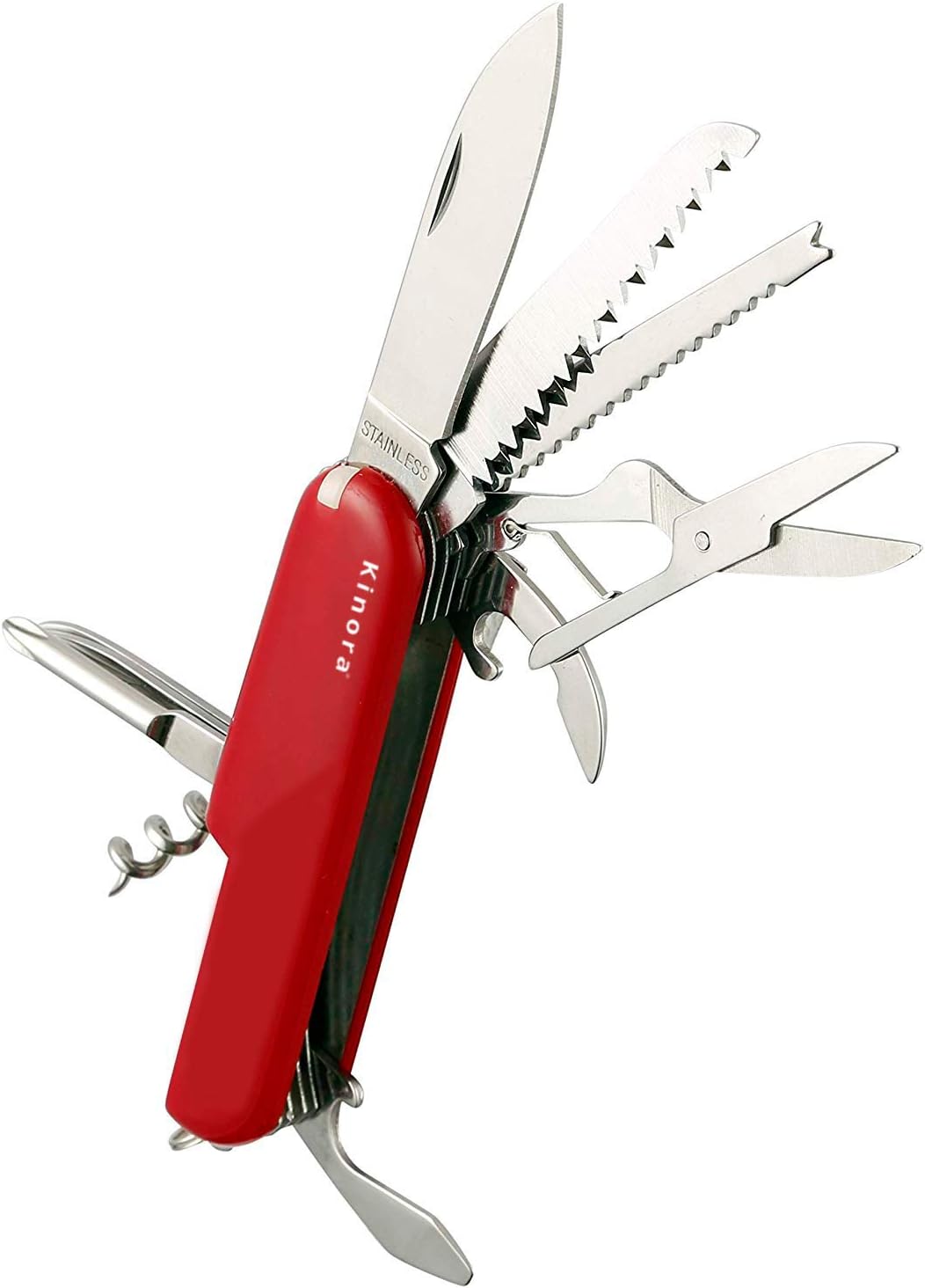 Kinora Multifunction Stainless Steel Corrosion Resistant Knife Set, Swiss Army Pockect Knife Set, 14 In 1 (Red)