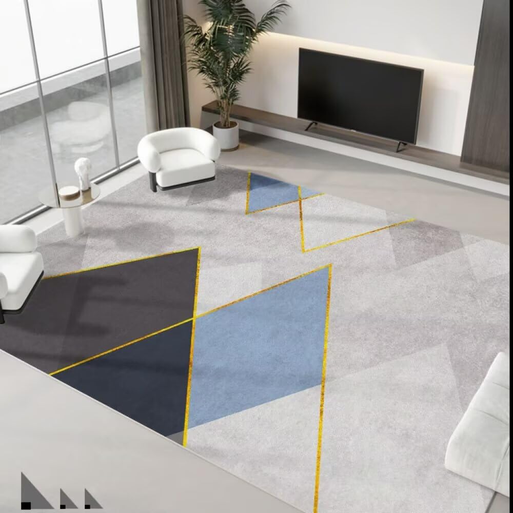 Plaid pour chien grand tapis 130x190cm bleu à motif géométrique pour salon