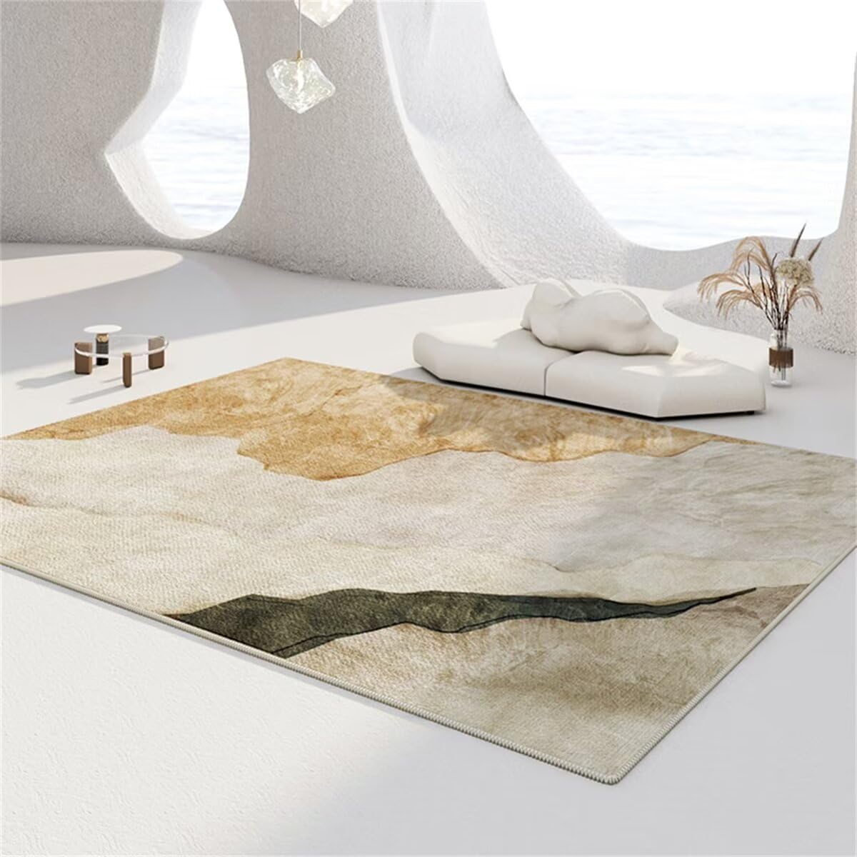 Tapis de Salle à Manger Jaune et Gris Tendance pour Décoration de Salon Chaleureux
